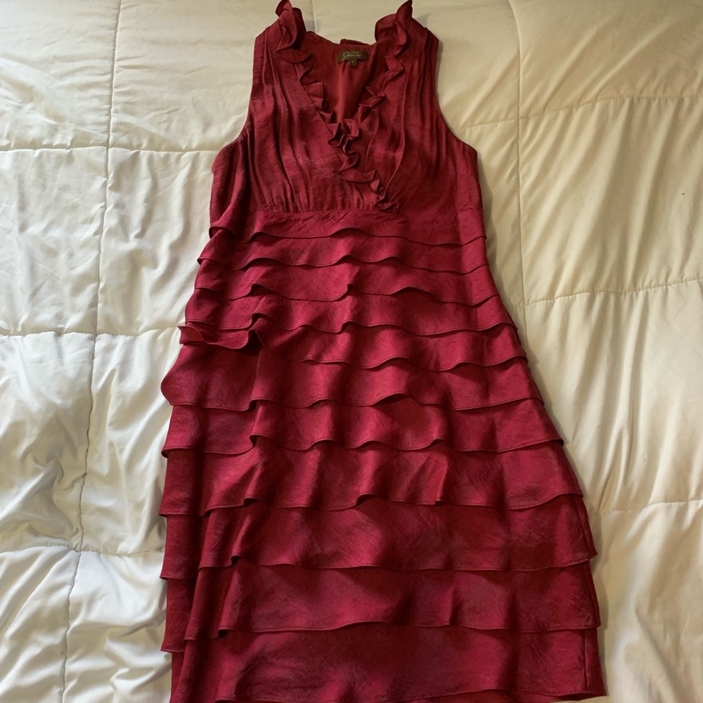 Tiered mid-length party dress.